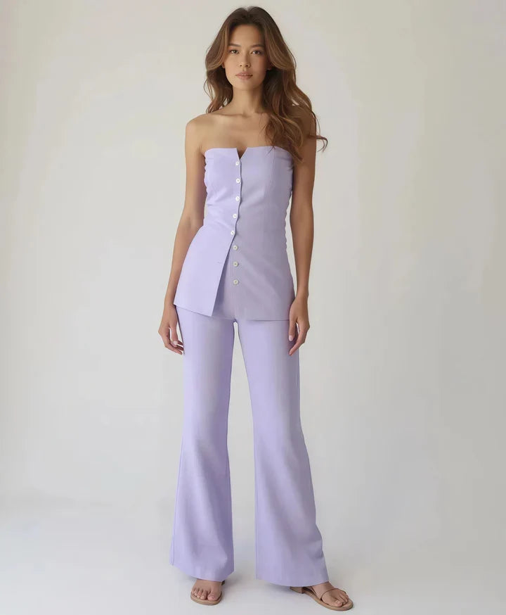 Rakul Preet Muse Lavender Strapeless Co-ords Linen Set