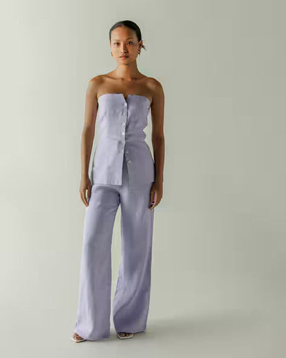 Rakul Preet Muse Lavender Strapeless Co-ords Linen Set