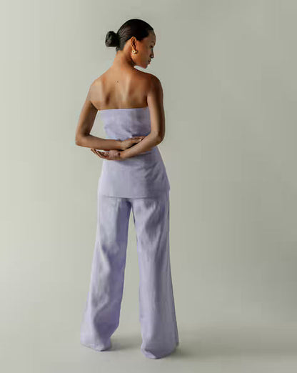 Rakul Preet Muse Lavender Strapeless Co-ords Linen Set