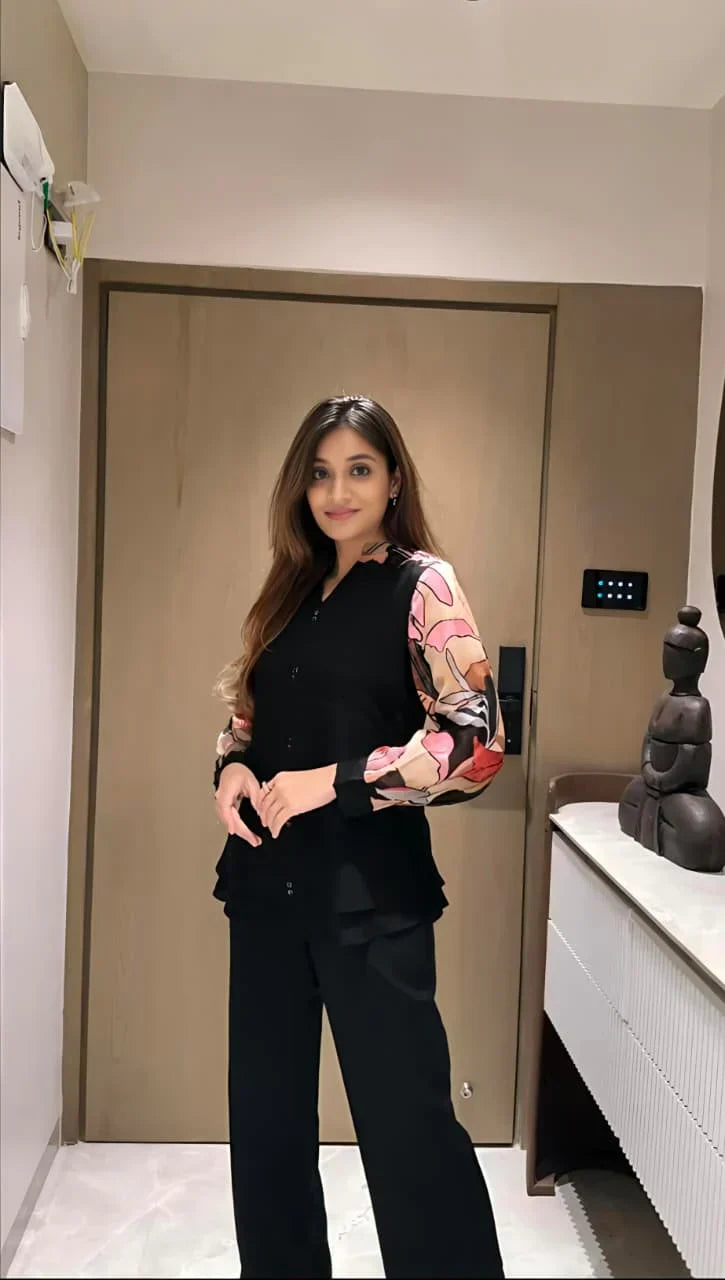 cotton co-ord set with Beautiful Fox Georgette sleeves that's perfect for work to vacation