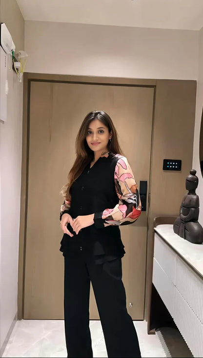 cotton co-ord set with Beautiful Fox Georgette sleeves that's perfect for work to vacation