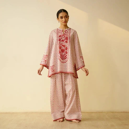 Preeti Bagh Printed Brick Red Farshi Salwar Set