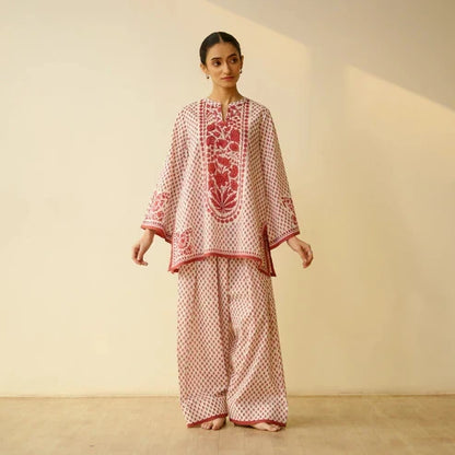 Preeti Bagh Printed Brick Red Farshi Salwar Set
