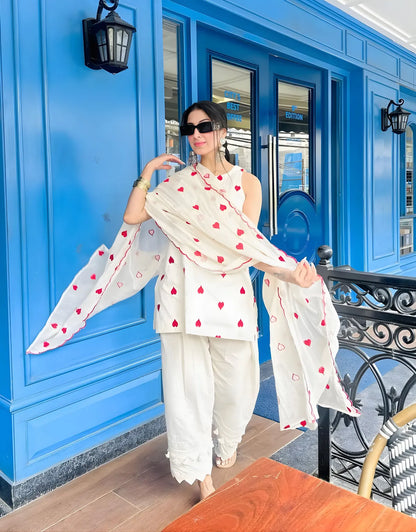 Ivory Love Printed Farshi Kurta Set