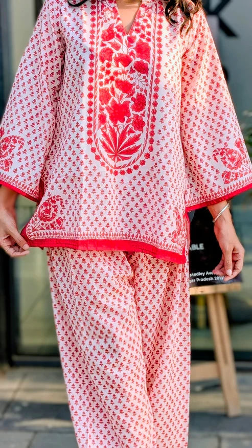 Preeti Bagh Printed Brick Red Farshi Salwar Set